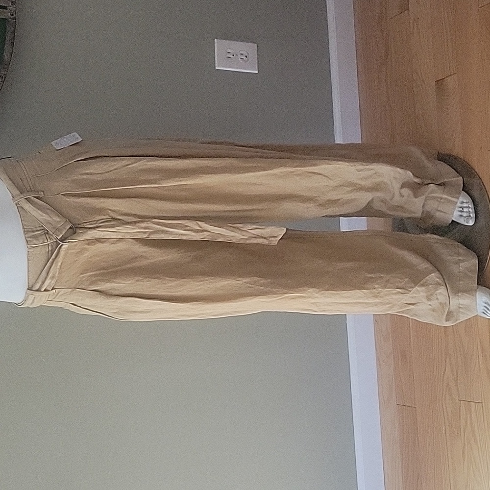 Free People Linen And Lyocell Pleated Wide Leg Belted Pants